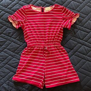 Girls, red and white stripped romper